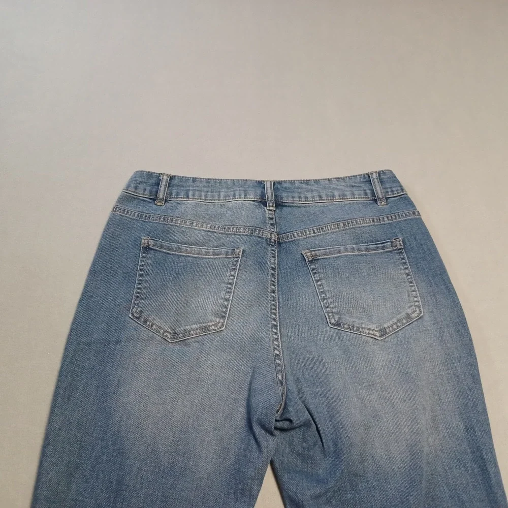 d.jeans Womens‎ Size 10 Light Wash Pleated Front Straight Leg Denim Jeans Blue